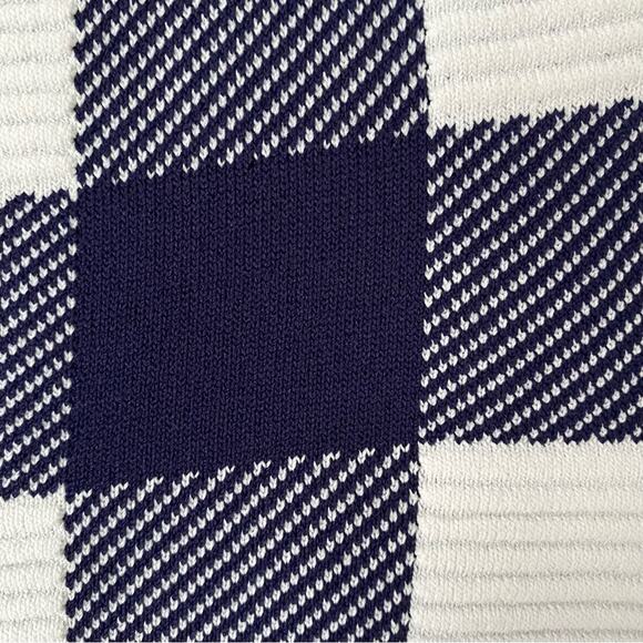 Shoshanna Blue White Gingham Print Knit Stretch Dress size large - Picture 7 of 7